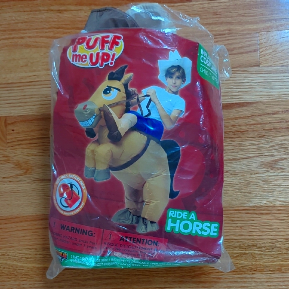 Inflatable Ride-On Horse Costume for Kids - Brown